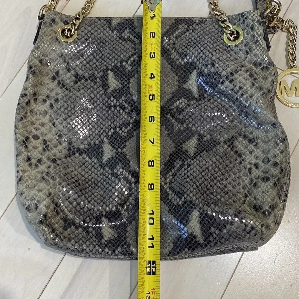 Michael Kors Women's Python Jet Set Chain Medium Shoulder Bag Gray